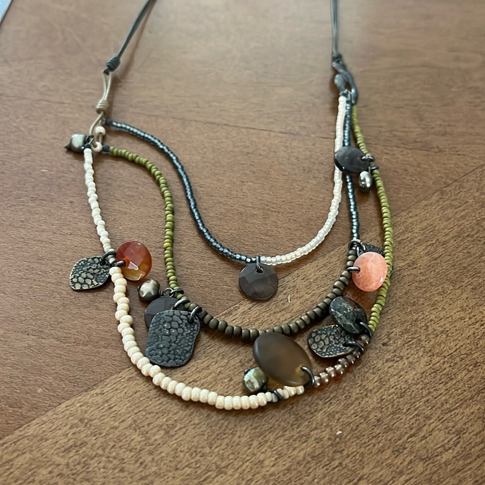 Silpada retired three strand Boho beaded necklace